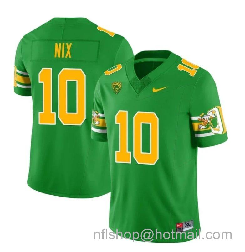 Men's Nike Bo Nix Jersey #10 Oregon Ducks Mighty Oregon 1984 Football Throwback Green All Stitched