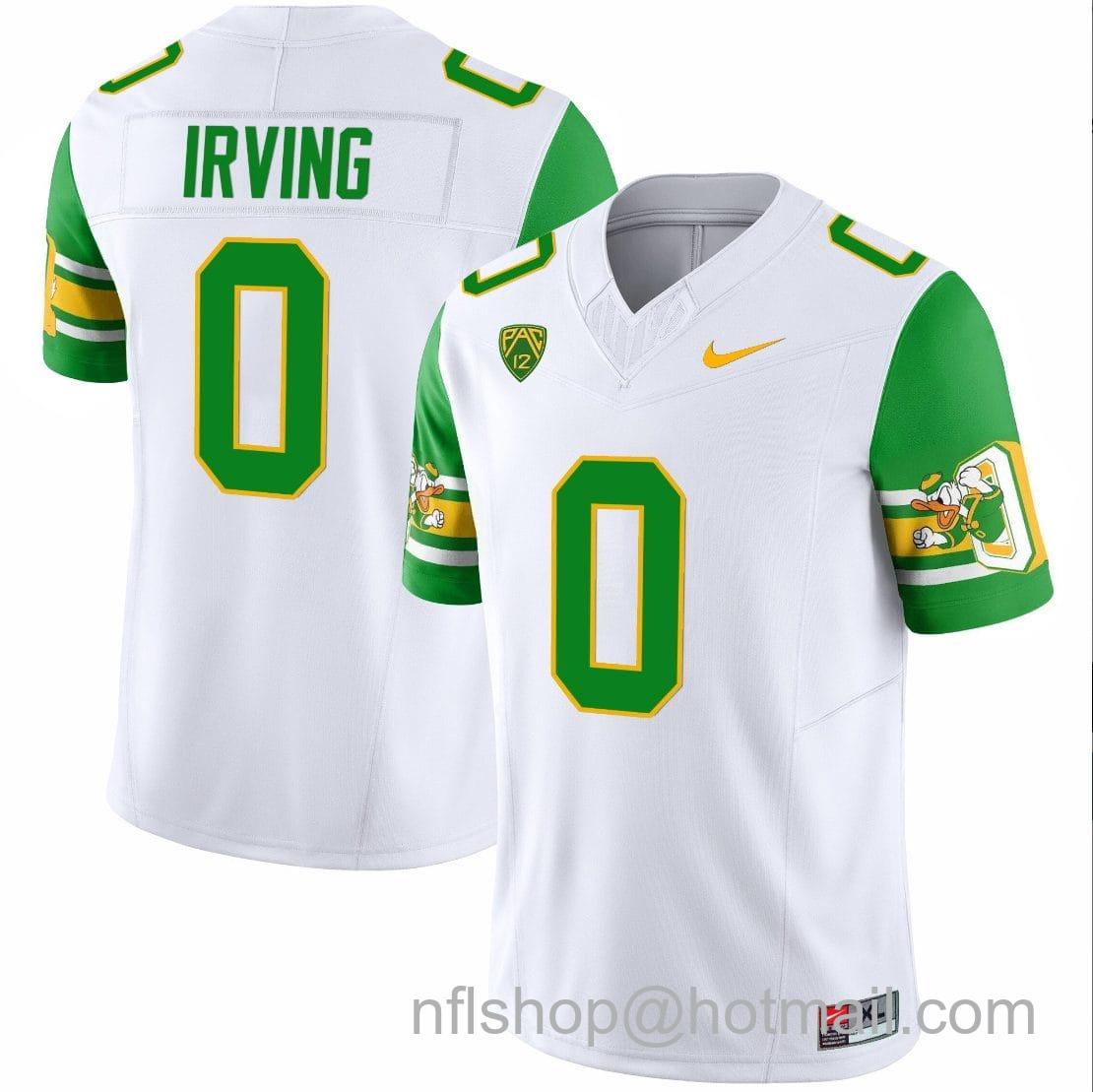 Men's Nike Mar'Keise Irving Jersey #0 Oregon Ducks ‘Mighty Oregon’ 1984 Throwback Football Uniforms Green Sleeves