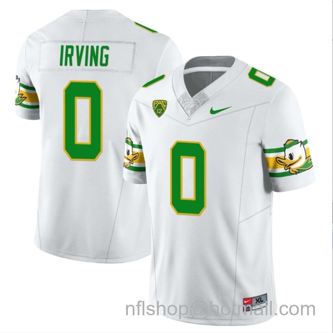 Men's Nike Mar'Keise Irving Jersey #0 Oregon Ducks ‘Mighty Oregon’ Throwback College Football Uniforms White