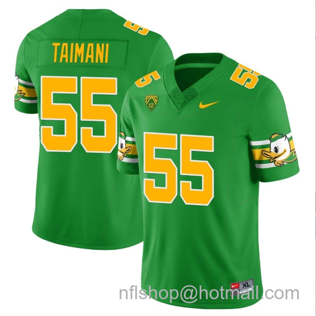 Men's Nike Sam Taimani Jersey #55 Oregon Ducks ‘Mighty Oregon’ Throwback College Football Uniforms Green