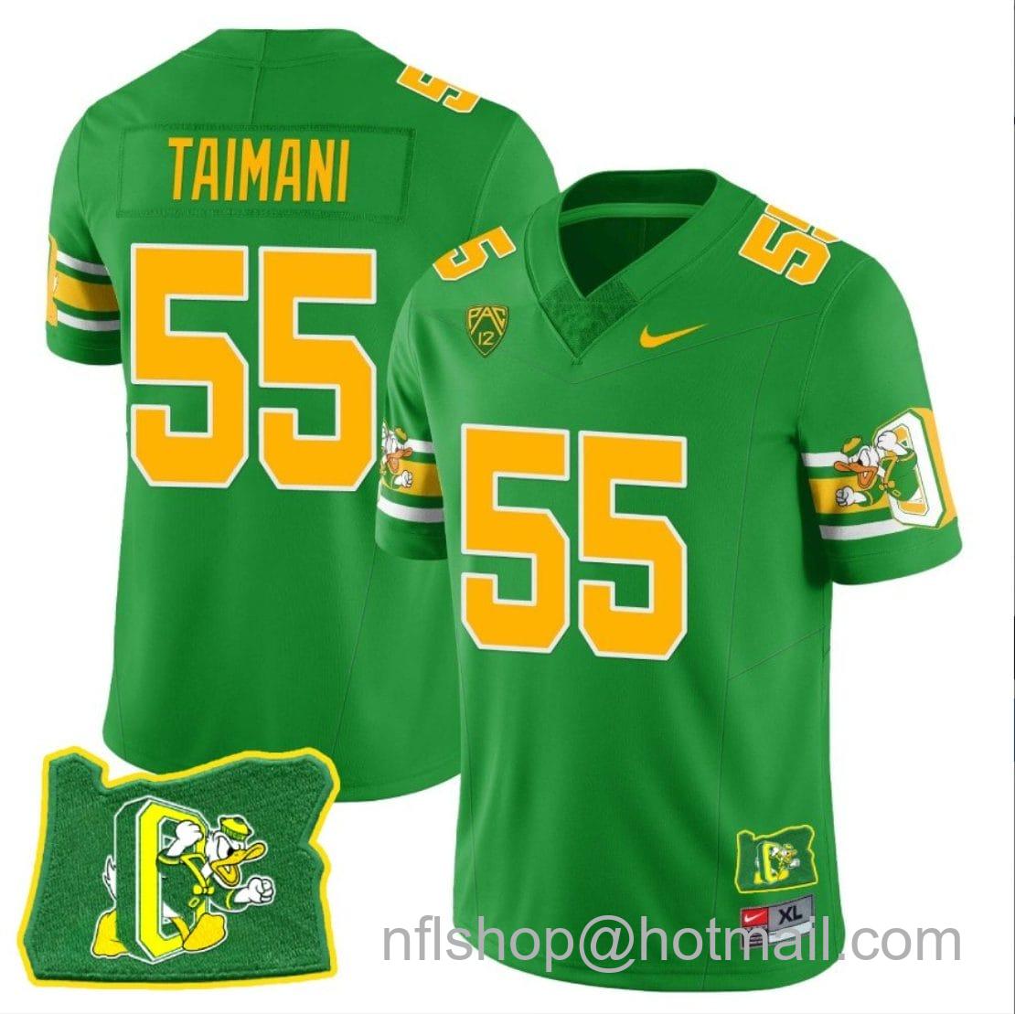 Men's Nike Sam Taimani Jersey #55 Oregon Ducks ‘Mighty Oregon’ Throwback Football Oregon State Green