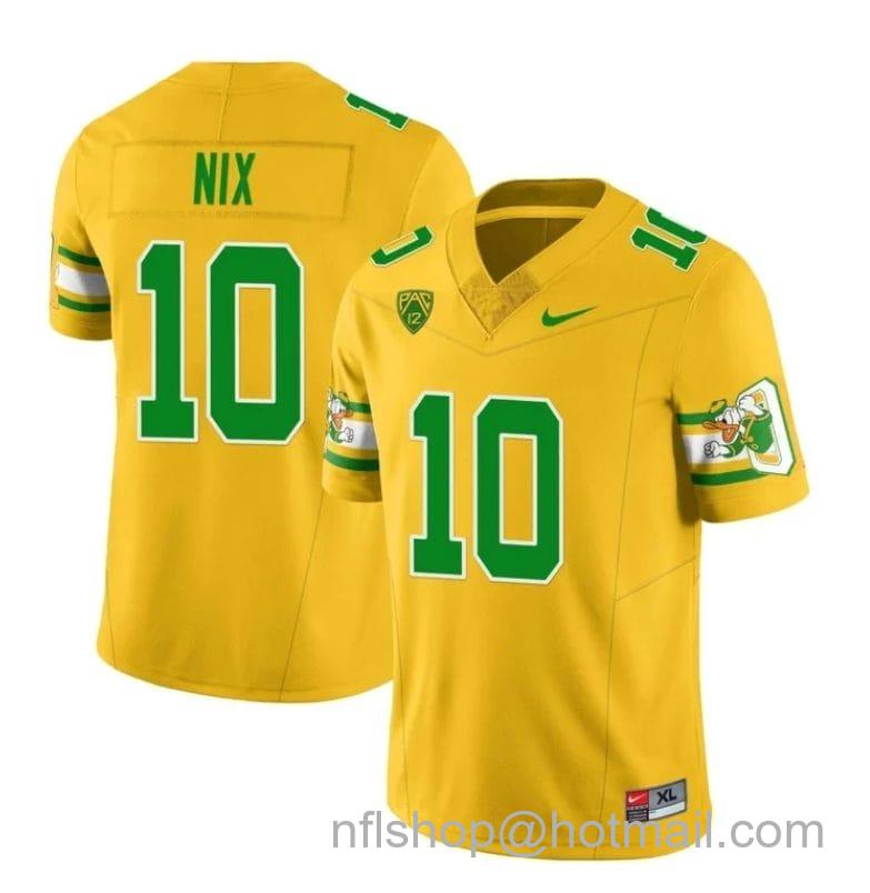 Men's Nike Bo Nix Jersey #10 Oregon Ducks Mighty Oregon 1984 Football Throwback Yellow All Stitched