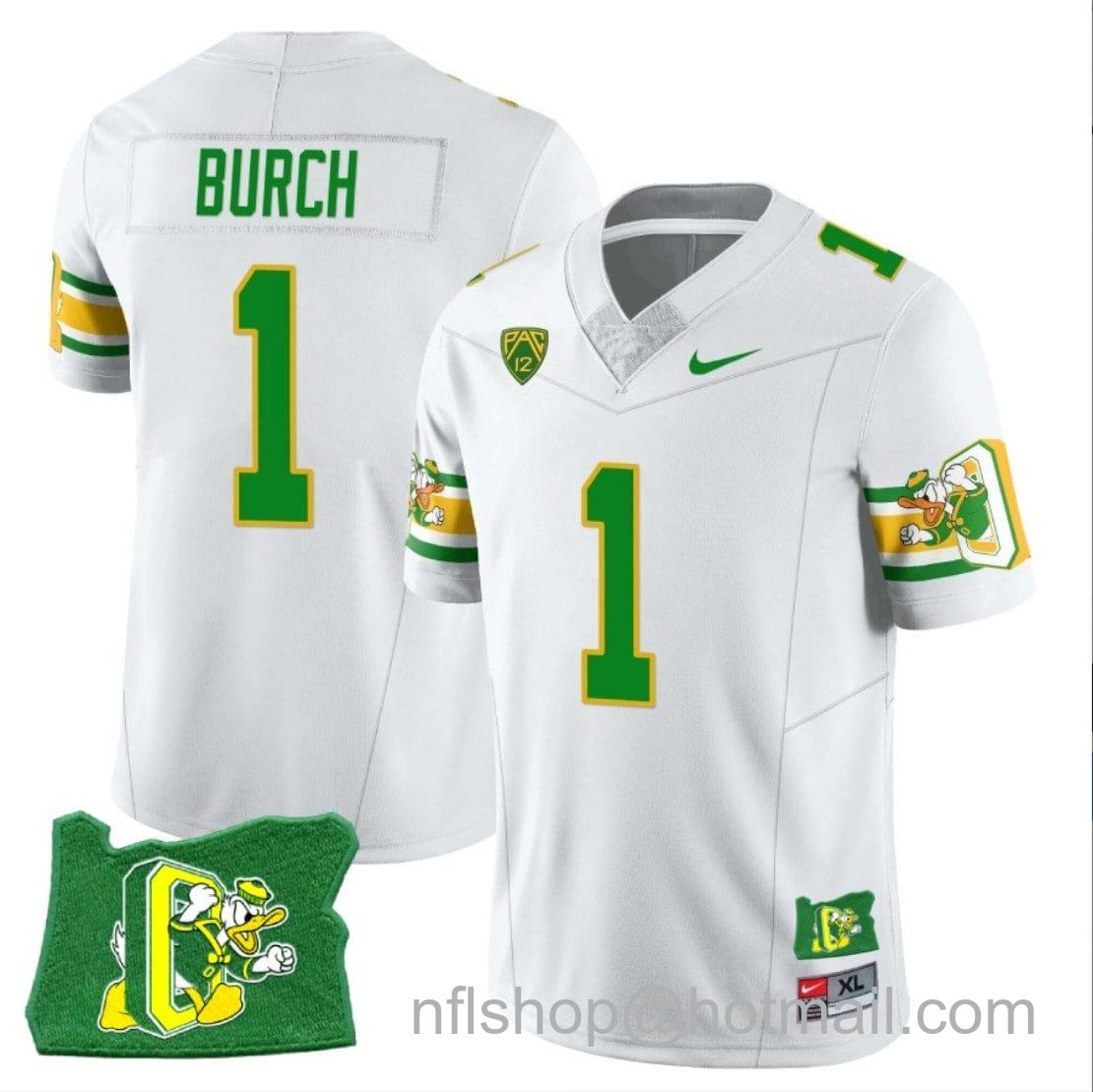 Men's Nike Jordan Burch Jersey #1 Oregon Ducks ‘Mighty Oregon’ Throwback Football Oregon State White