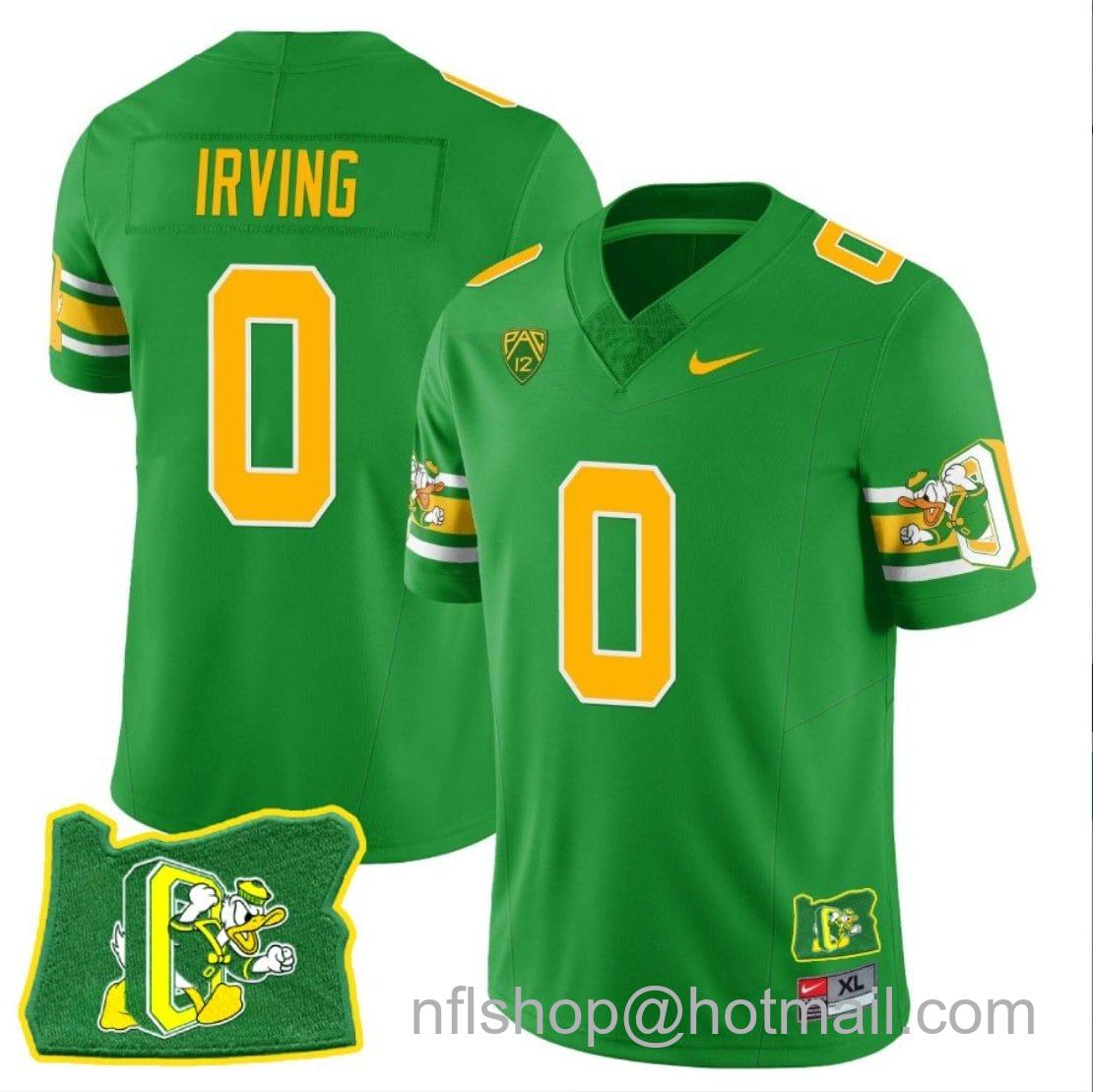 Men's Nike Mar'Keise Irving Jersey #0 Oregon Ducks ‘Mighty Oregon’ Throwback Football Oregon State Green