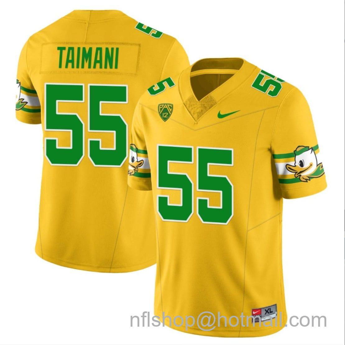 Men's Nike Sam Taimani Jersey #55 Oregon Ducks ‘Mighty Oregon’ Throwback College Football Uniforms Yellow