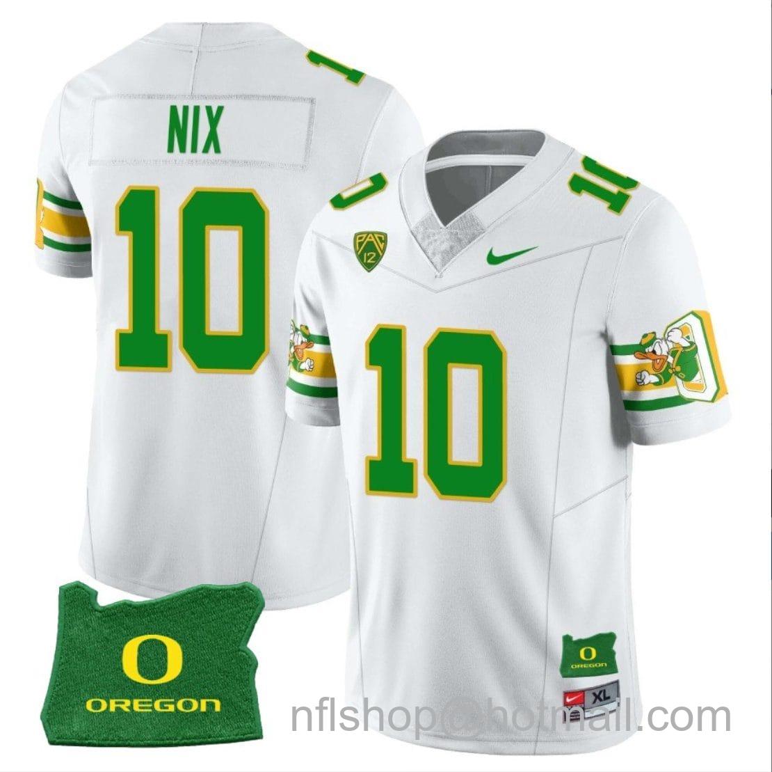 Men's Nike Bo Nix Jersey #11 Oregon Ducks ‘Mighty Oregon’ Throwback Football Uniforms Oregon State Patch White