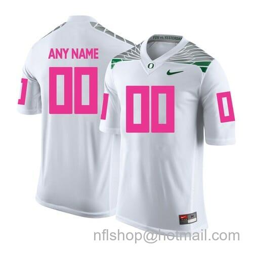 Men's Nike Custom Oregon Ducks Jersey College Football White Pink