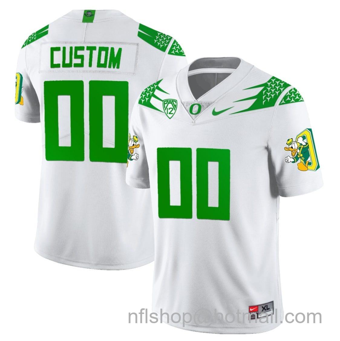 Men's Nike Custom Oregon Ducks Jersey Duck Logo Name and Number Football White