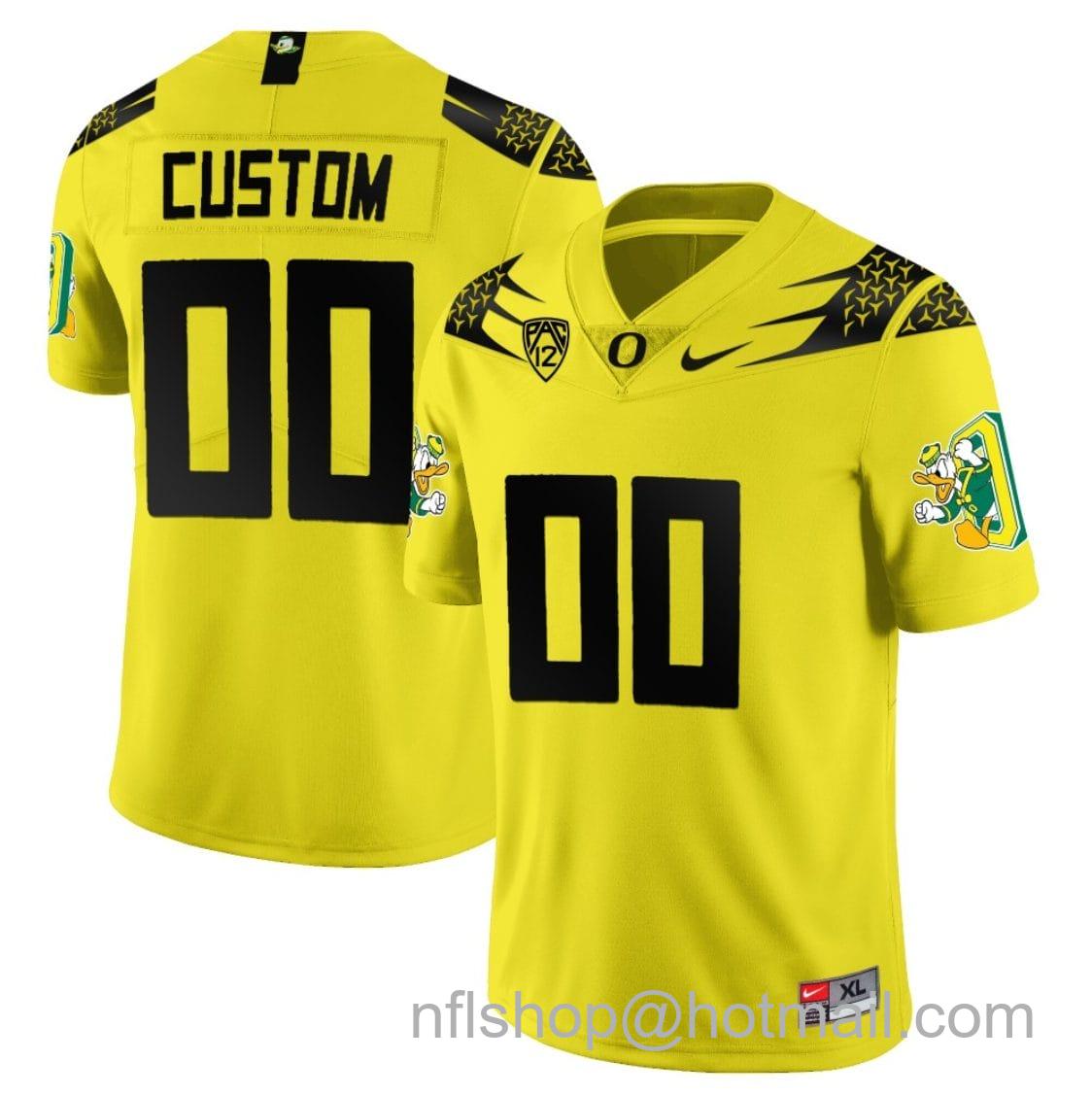 Men's Nike Custom Oregon Ducks Jersey Duck Logo Name and Number Football Yellow