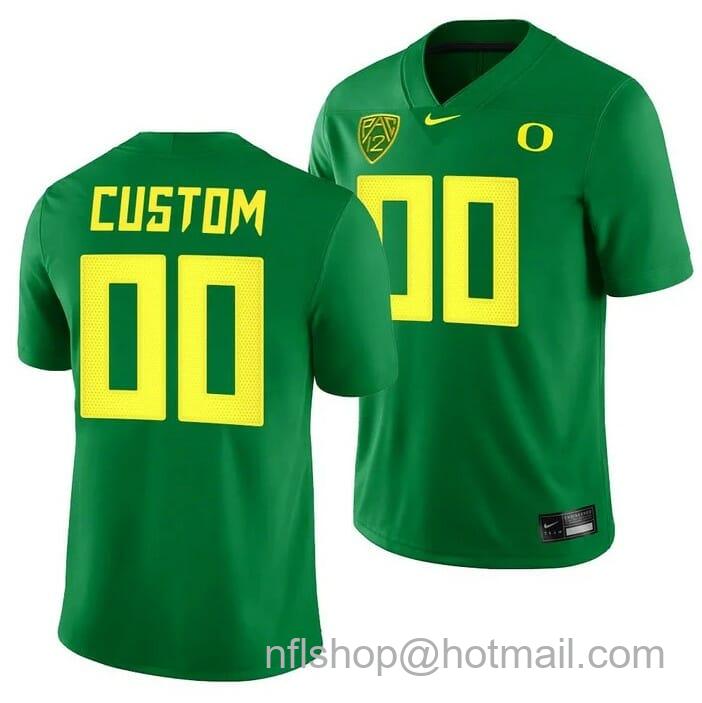 Men's Nike Custom Oregon Ducks Jersey Green 2021-22 College Football Game Jersey