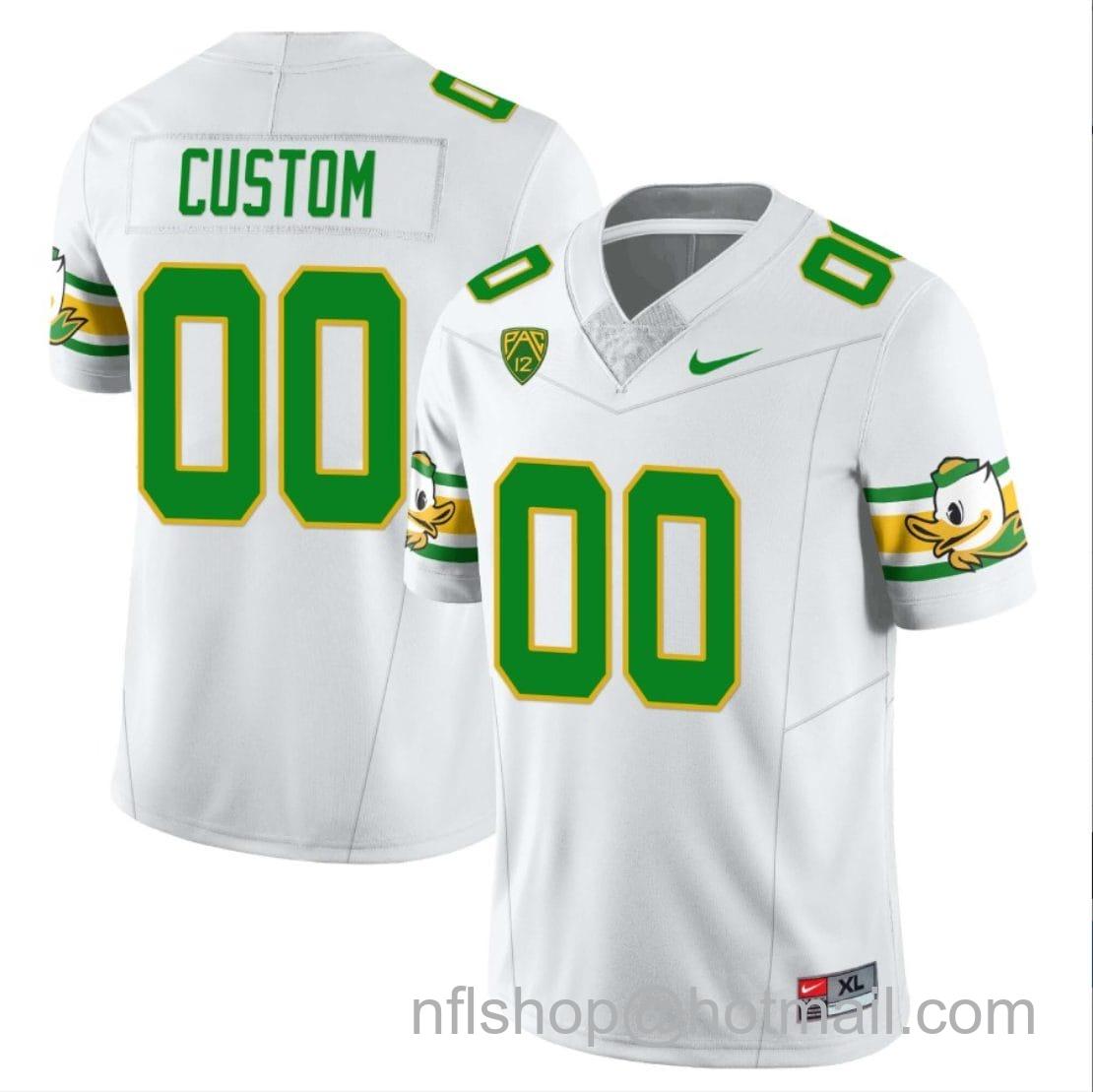 Men's Nike Custom Oregon Ducks Jersey Name and Number  ‘Mighty Oregon’ Throwback Football Style 2 White