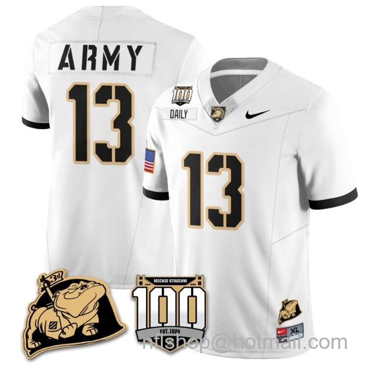 Men's Nike Bryson Daily Jersey #13 Army Black Knights Vapor Limited College Football Stitched White