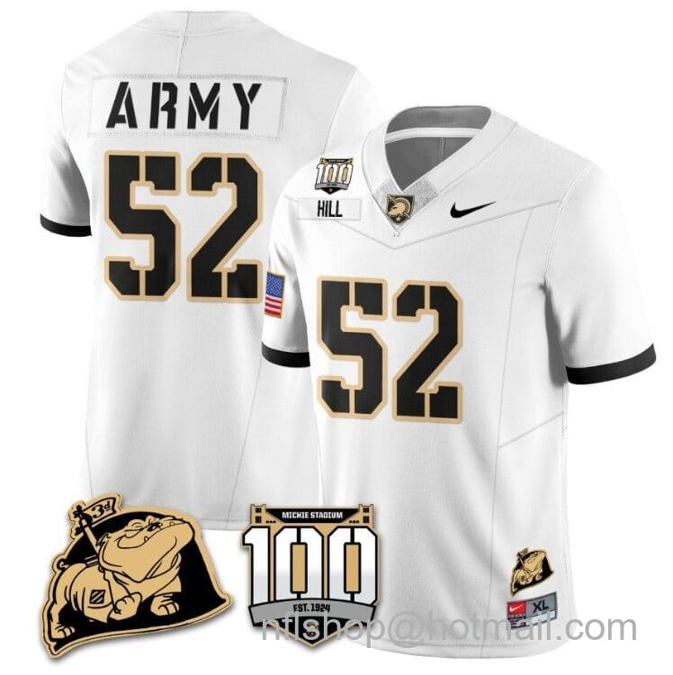 Men's Nike Austin Hill Jersey #52 Army Black Knights Vapor Limited College Football Stitched White