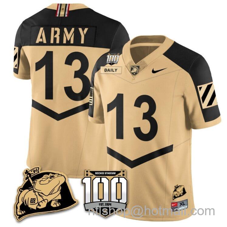 Men's Nike Bryson Daily Jersey #13 Army Black Knights Vapor Limited College Football Stitched Gold Alternate