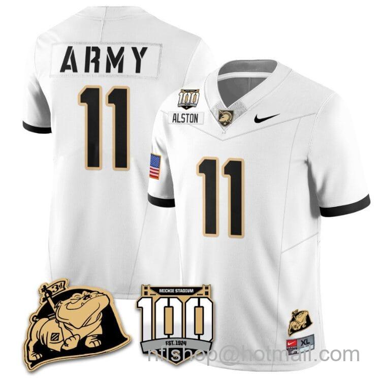 Men's Nike Isaiah Alston Jersey #11 Army Black Knights Vapor Limited College Football Stitched White