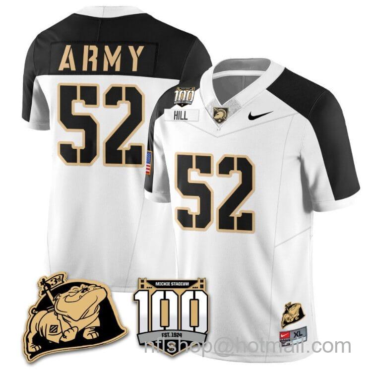 Men's Nike Austin Hill Jersey #52 Army Black Knights Vapor Limited College Football Stitched White Alternate