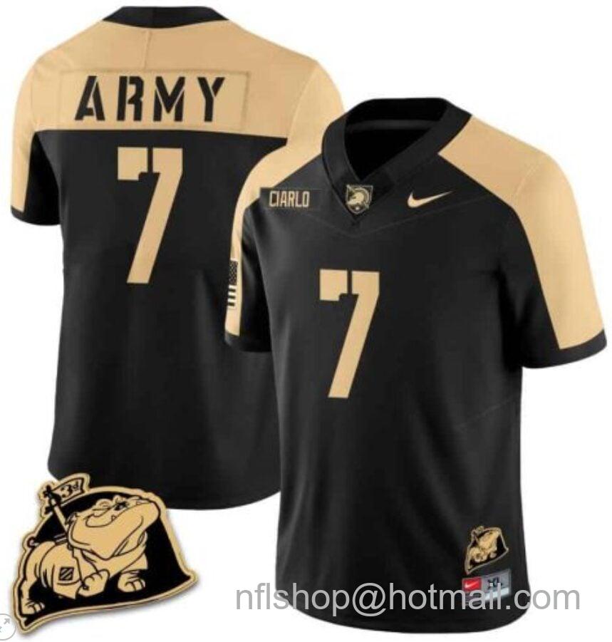 Men's Nike Jimmy Ciarlo Jersey #7 Army Black Knights Jersey Rocky The Bulldog Patch Vapor Limited College Football Stitched Black Alternate