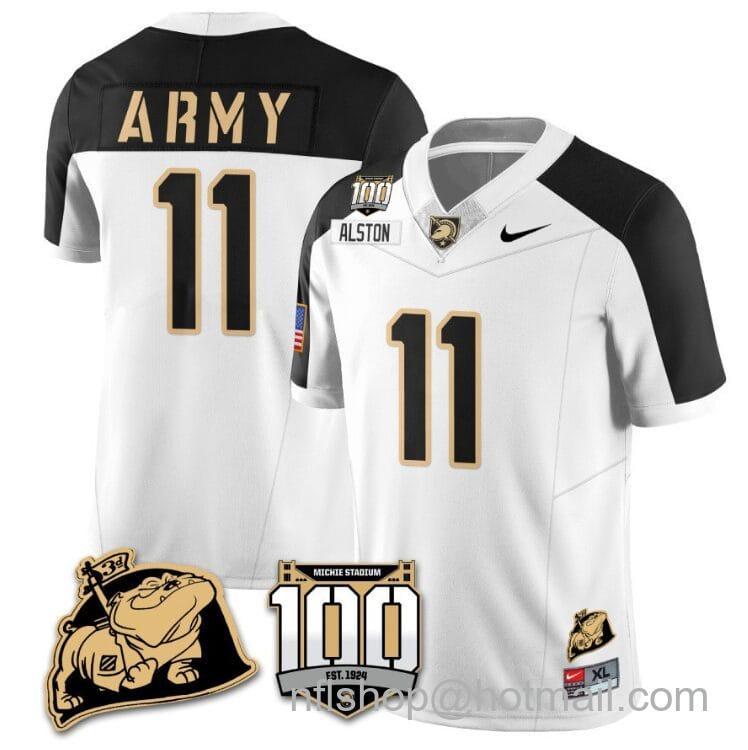 Men's Nike Isaiah Alston Jersey #11 Army Black Knights Vapor Limited College Football Stitched White Alternate