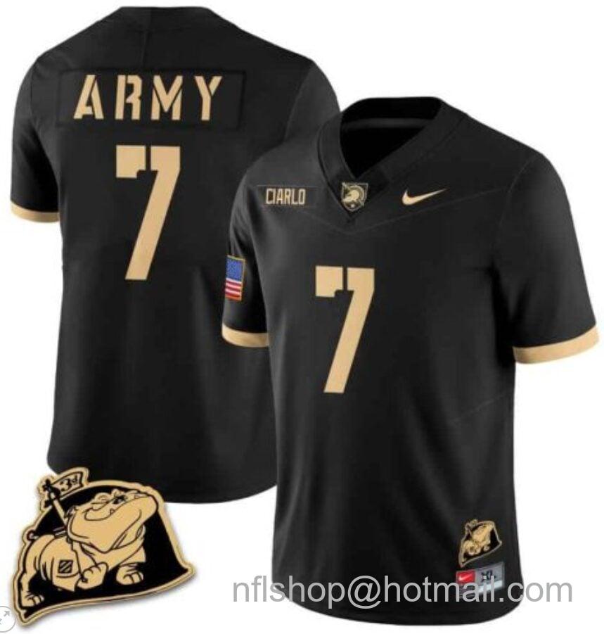 Men's Nike Jimmy Ciarlo Jersey #7 Army Black Knights Jersey Rocky The Bulldog Patch Vapor Limited College Football Stitched Black