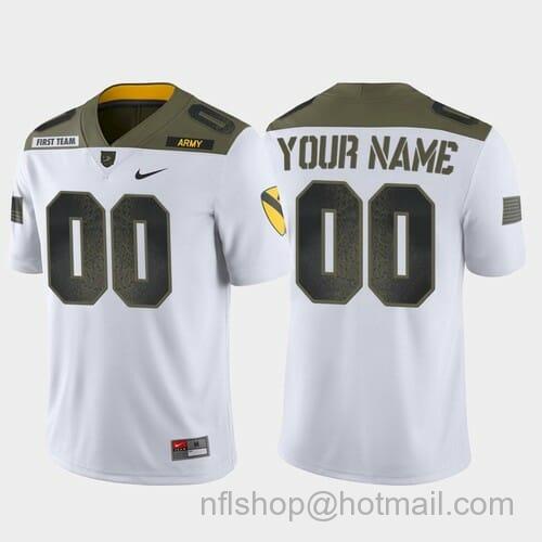 Men's Nike Army Black Knights Custom Jersey Name Number White College Football