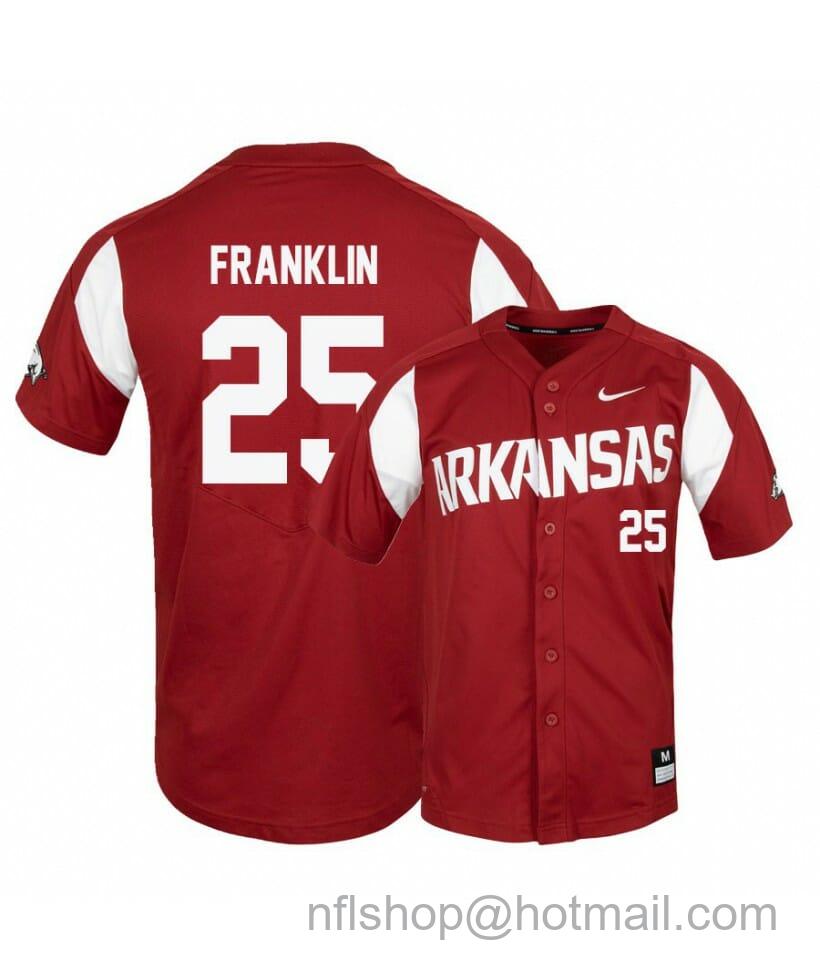 Men's Nike Arkansas Razorbacks 25 Christian Franklin Red Elite Baseball Jersey