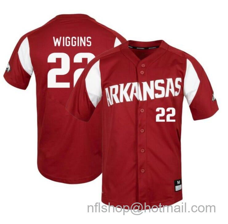 Men's Nike Jaxon Wiggins Jersey Arkansas Razorbacks Baseball NCAA College Cardinal Alumni #22