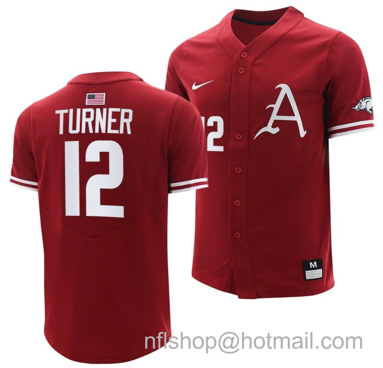 Men's Nike Michael Turner Jersey Arkansas Razorbacks College Baseball Replica Cardinal #12