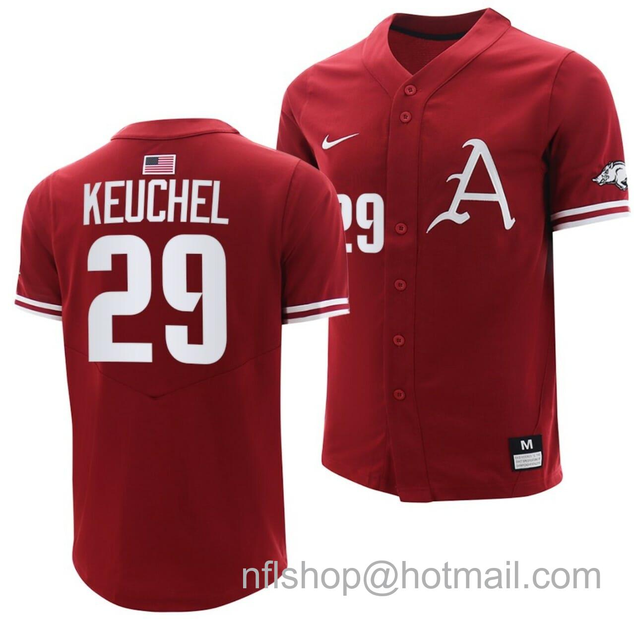 Men's Nike Dallas Keuchel Jersey Arkansas Razorbacks College Baseball Cardinal #29