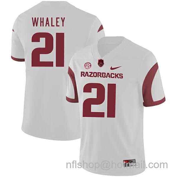 Men's Nike Arkansas Razorbacks #21 Devwah Whaley College Football Jersey White