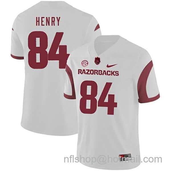 Men's Nike Arkansas Razorbacks #84 Hunter Henry College Football Jersey White