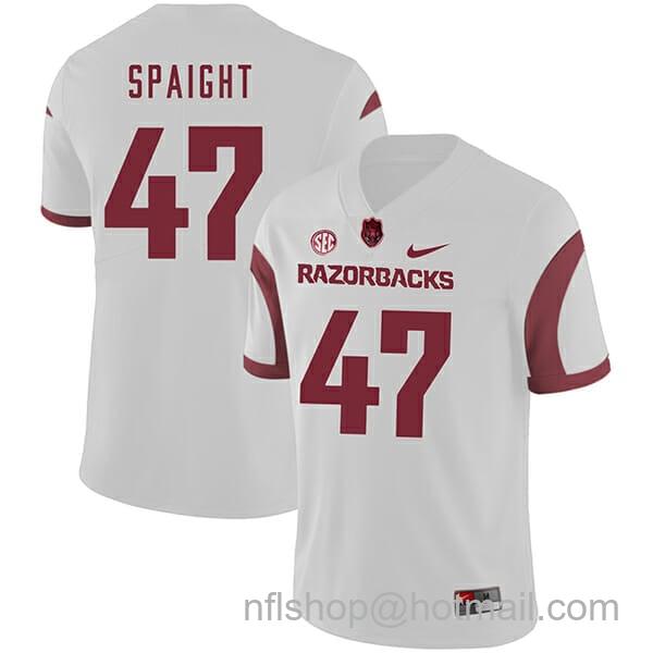 Men's Nike Arkansas Razorbacks #47 Martrell Spaight College Football Jersey White