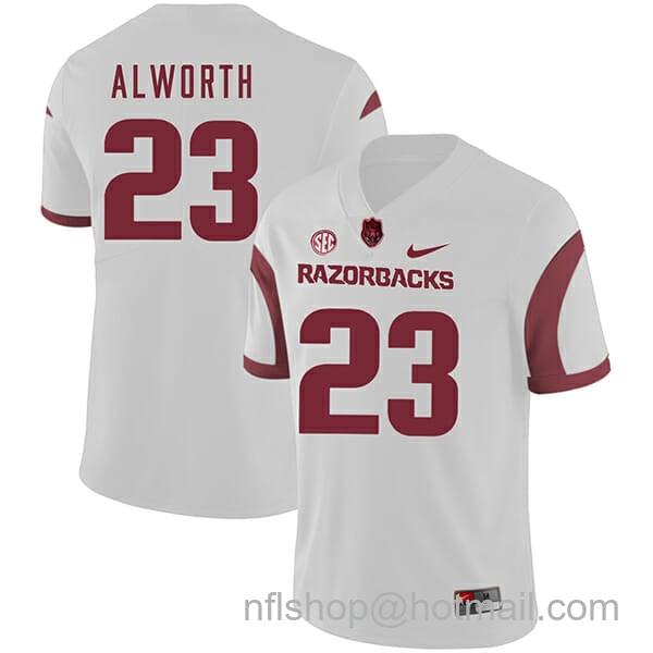 Men's Nike Arkansas Razorbacks #23 Lance Alworth College Football Jersey White