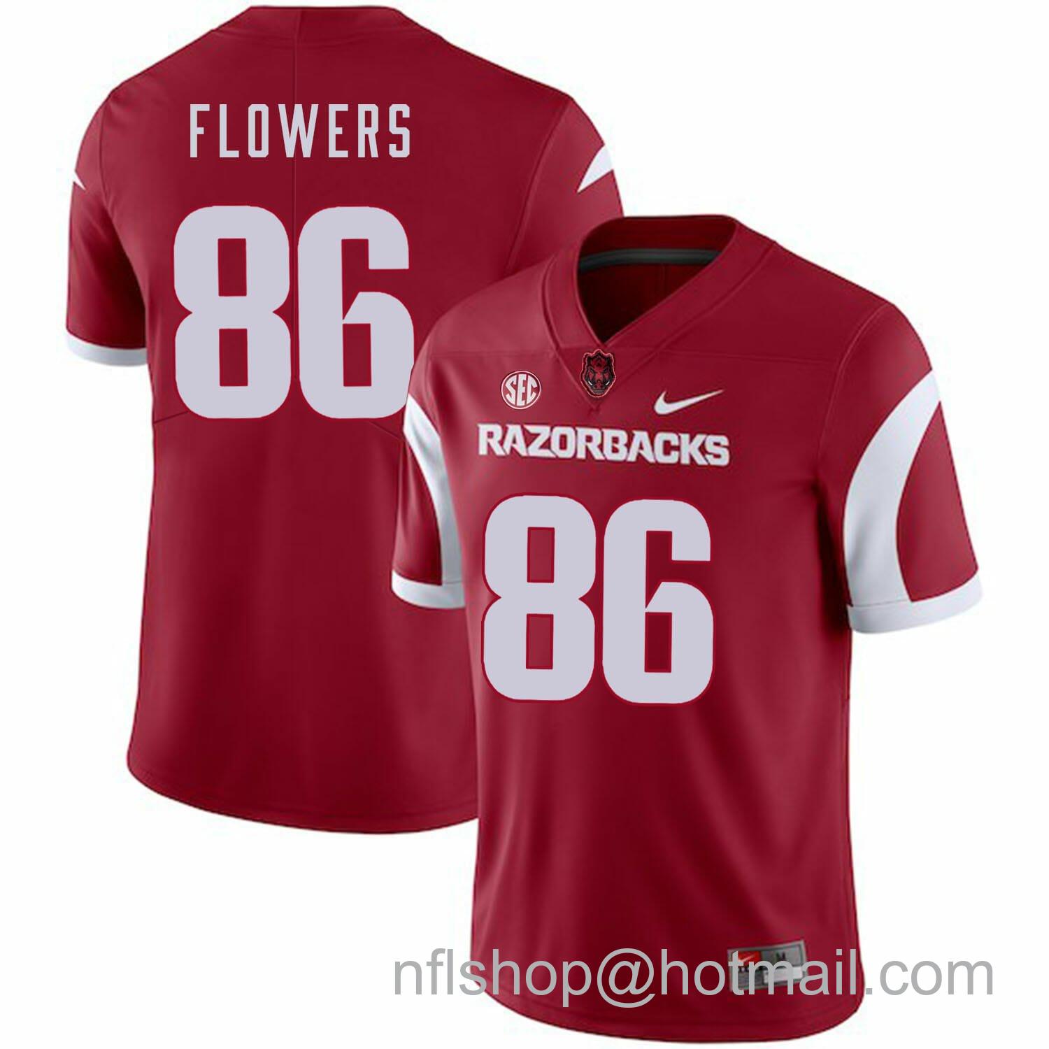 Men's Nike Arkansas Razorbacks #86 Trey Flowers College Football Jersey Red