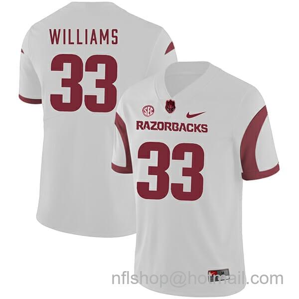 Men's Nike Arkansas Razorbacks #33 David Williams College Football Jersey White