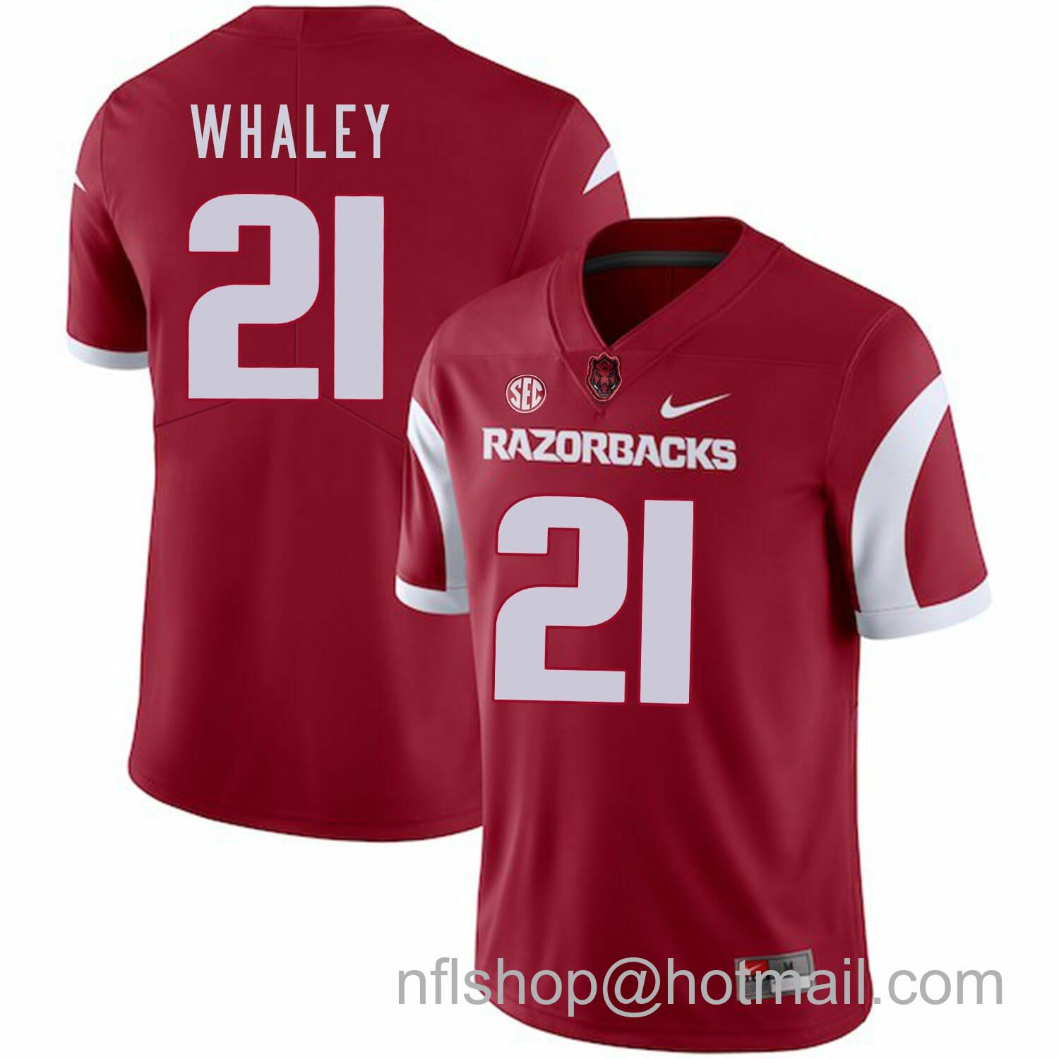 Men's Nike Arkansas Razorbacks #21 Devwah Whaley College Football Jersey Red