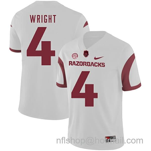 Men's Nike Arkansas Razorbacks #4 Jarius Wright College Football Jersey White