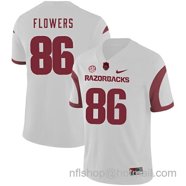 Men's Nike Arkansas Razorbacks #86 Trey Flowers College Football Jersey White