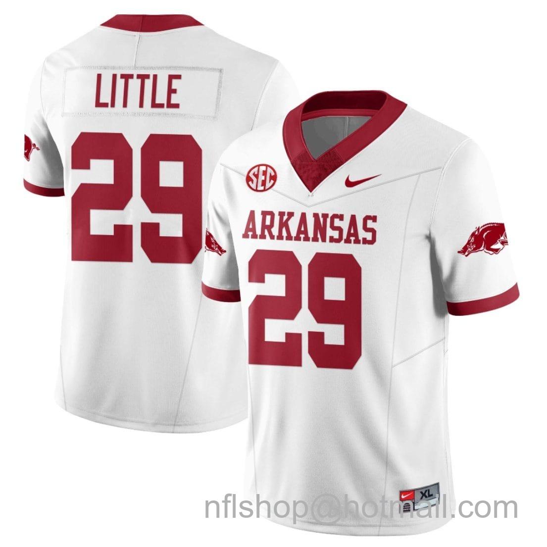 Men's Nike Cam Little Jersey #29 Arkansas Razorback Football All Stitched White