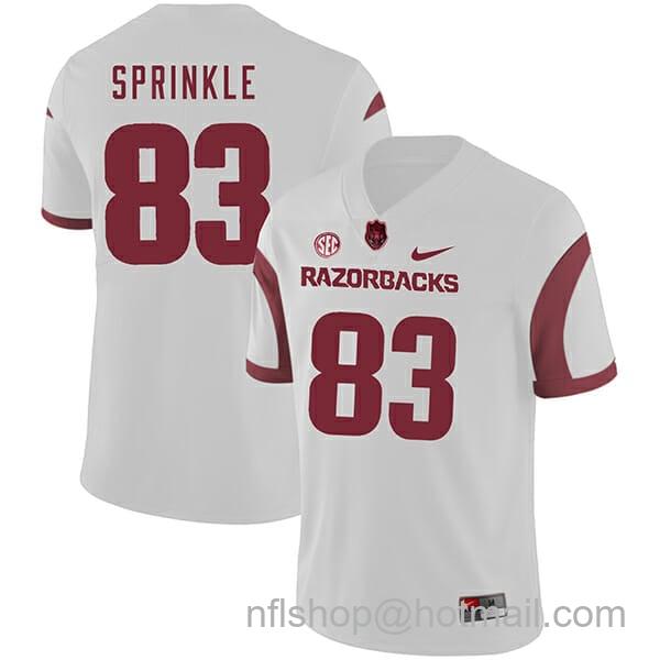 Men's Nike Arkansas Razorbacks #83 Jeremy Sprinkle College Football Jersey White