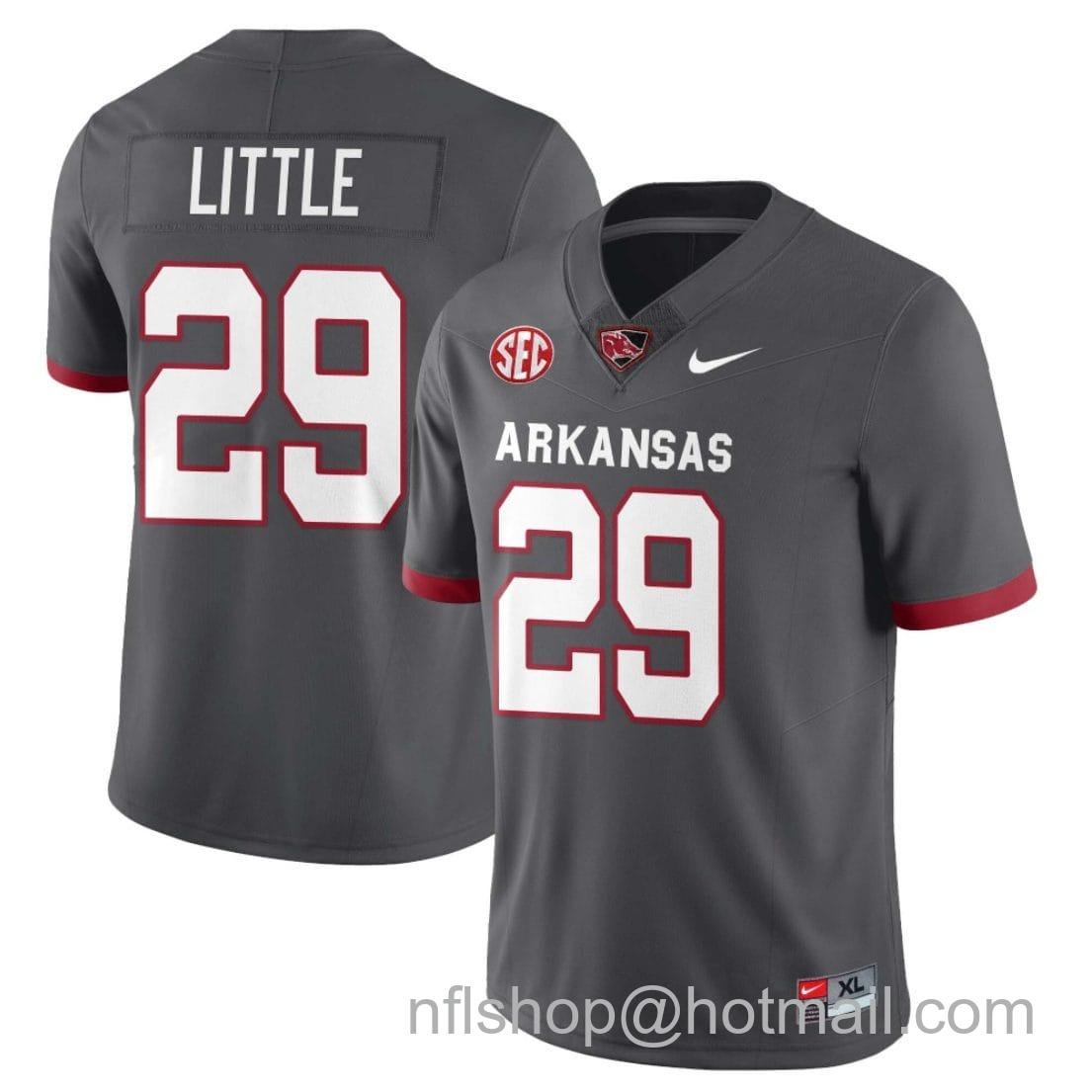 Men's Nike Cam Little Jersey #29 Arkansas Razorback Football All Stitched Gray