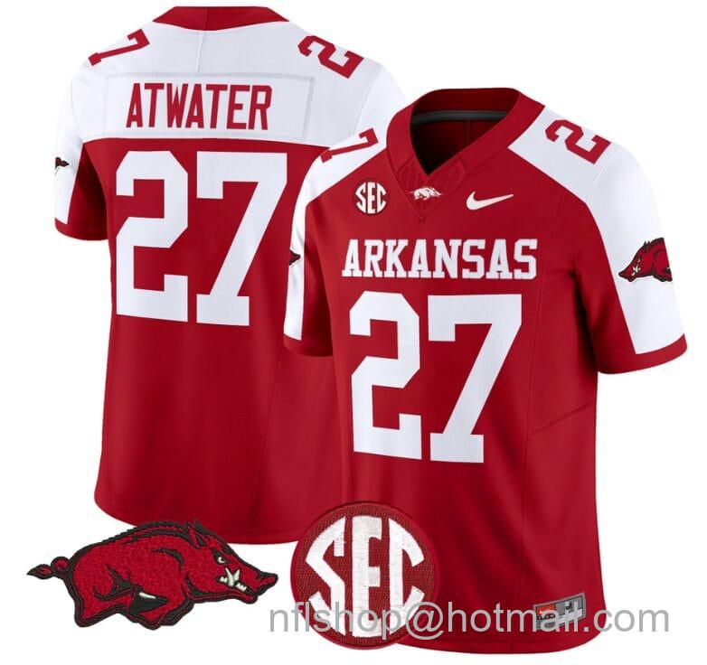 Men's Nike Steve Atwater Jersey #27 Arkansas Razorbacks Vapor Limited College Football Stitched Cardinal Alternate