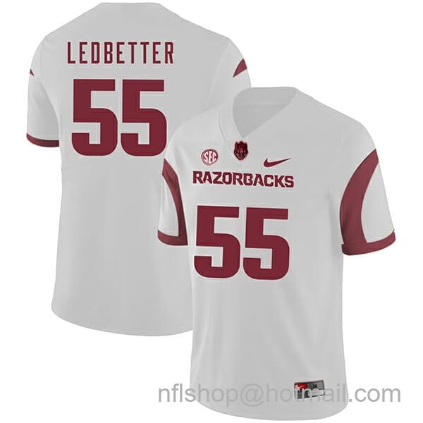 Men's Nike Arkansas Razorbacks #55 Jeremiah Ledbetter College Football Jersey White