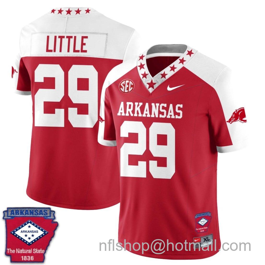 Men's Nike Cam Little Jersey #29 Arkansas Razorback Football Arkansas Patch Red Sleeves