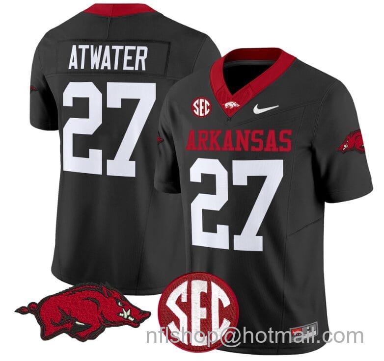 Men's Nike Steve Atwater Jersey #27 Arkansas Razorbacks Vapor Limited College Football Stitched Black