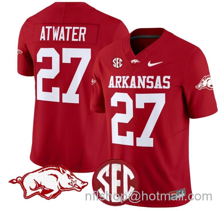 Men's Nike Steve Atwater Jersey #27 Arkansas Razorbacks Vapor Limited College Football Stitched Cardinal