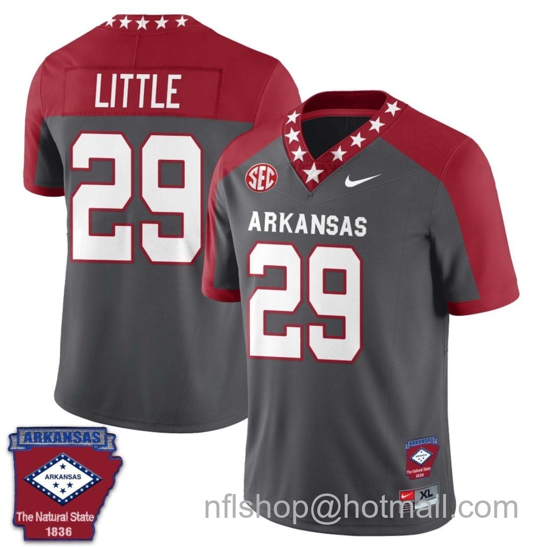 Men's Nike Cam Little Jersey #29 Arkansas Razorback Football Arkansas State Patch Red Alternate