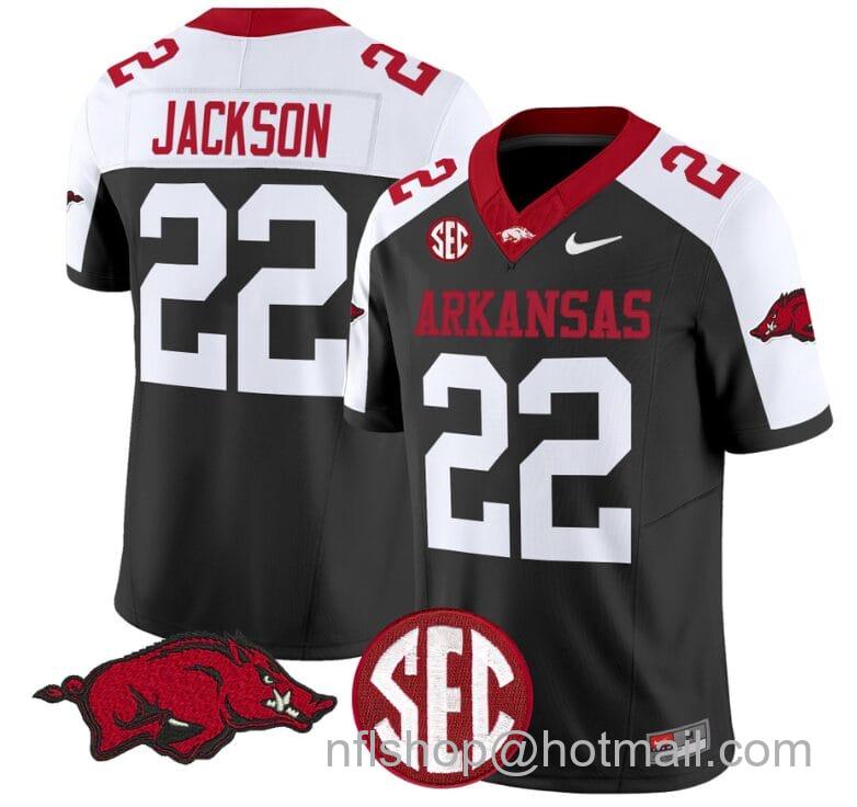 Men's Nike Ja'Quinden Jackson Jersey #22 Arkansas Razorbacks Vapor Limited College Football Stitched Black Alternate