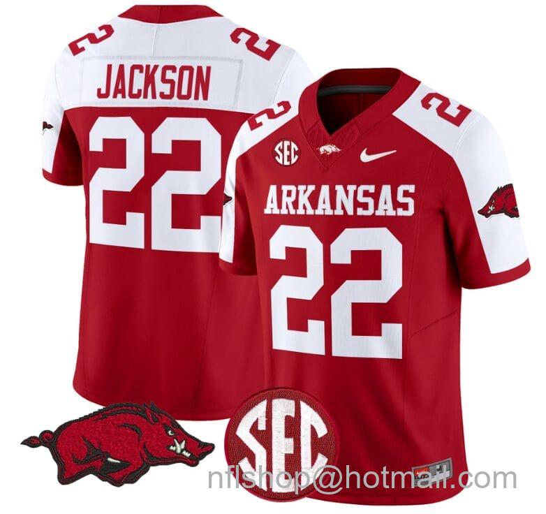 Men's Nike Ja'Quinden Jackson Jersey #22 Arkansas Razorbacks Vapor Limited College Football Stitched Cardinal Alternate