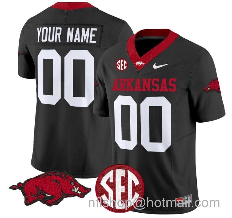 Men's Nike Custom Arkansas Razorbacks Jersey Name and Number Vapor Limited College Football Stitched Black