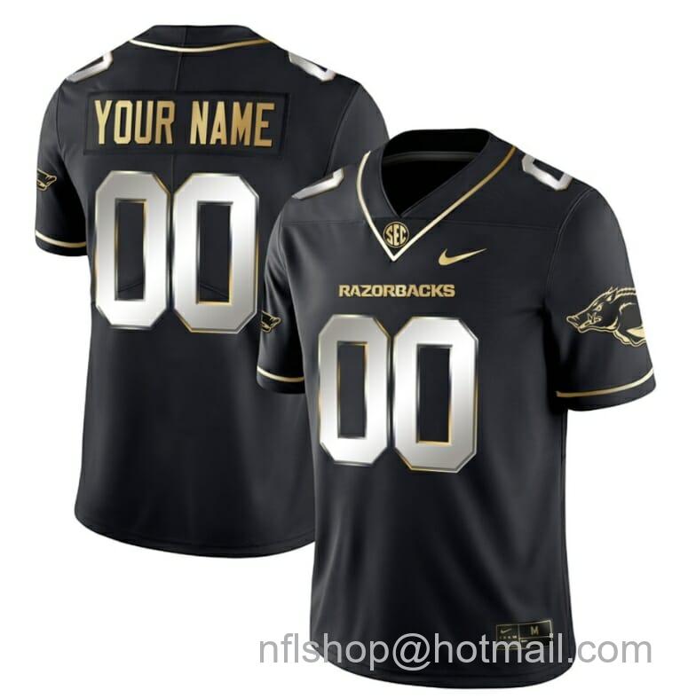 Men's Nike Custom Arkansas Razorbacks Jersey Name and Number College Football Stitched Black Limited